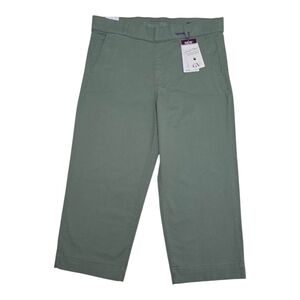 NWT Gloria Vanderbilt Pull On High Rise Wide Crop Pants sz 16 Garden Sage Green
